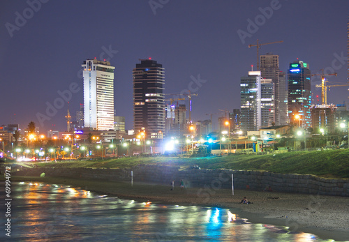 Tel Aviv skyline / coastline at night © Dotan