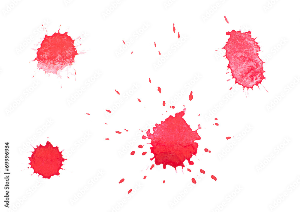 Abstract watercolor aquarelle hand drawn red drop splatter stain
