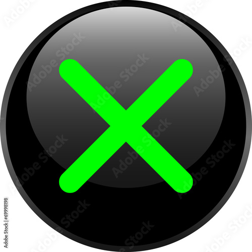 Glossy web button with delete sign.  Vector.