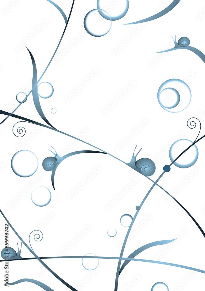Abstract background with snails and bubbles