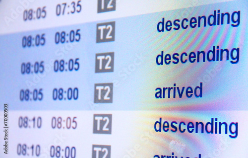 Flight arrival board in airport