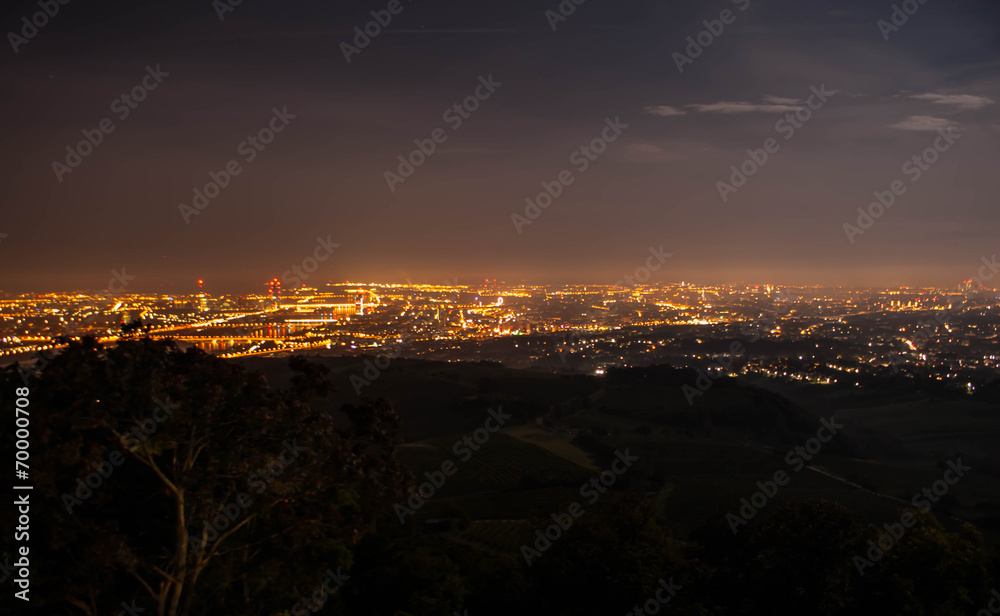 Landscape View of Vienna from khalenberg at night.