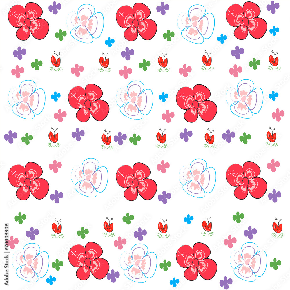 Seamless flowers vector pattern background