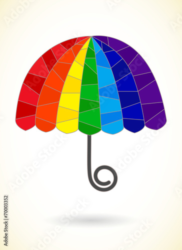 Abstract segmented rainbow umbrella, vector pattern