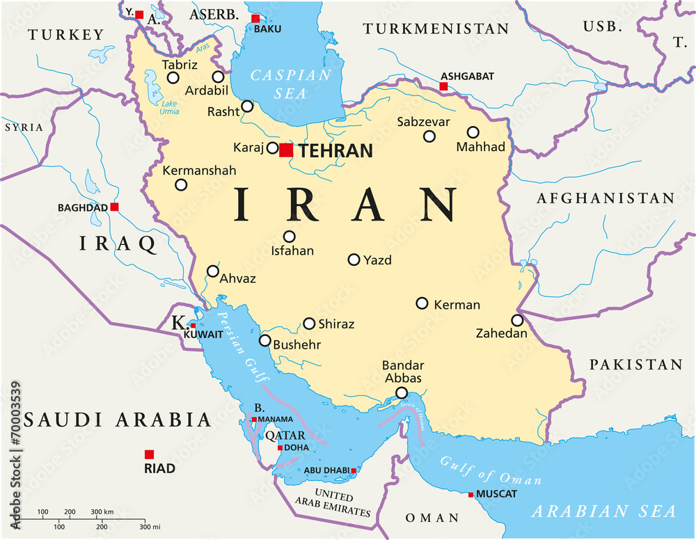 Iran Political Map - obrazy, fototapety, plakaty 