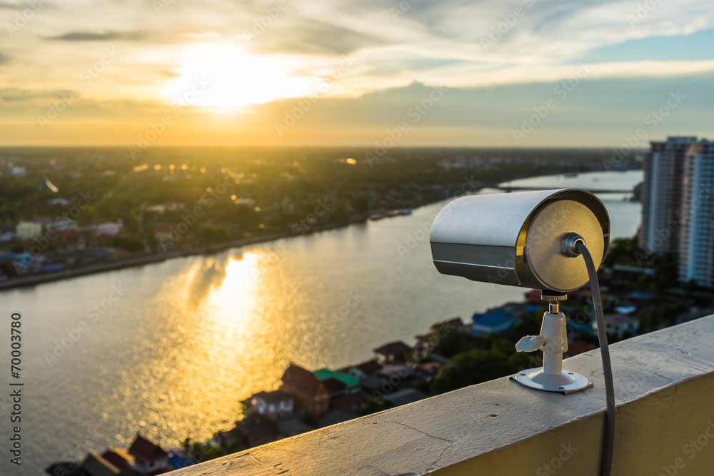 CCTV Camera or surveillance with sunlight