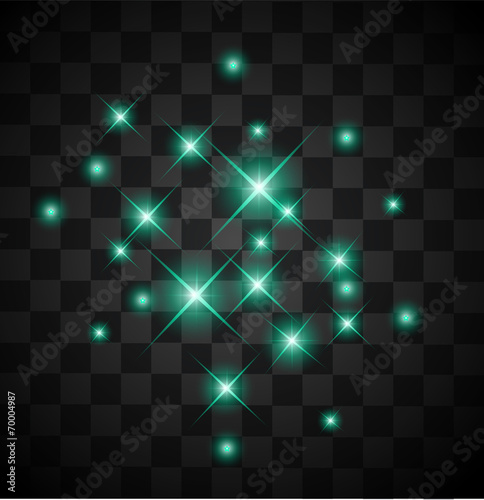 Set of light turqouise sparkles transparent vector