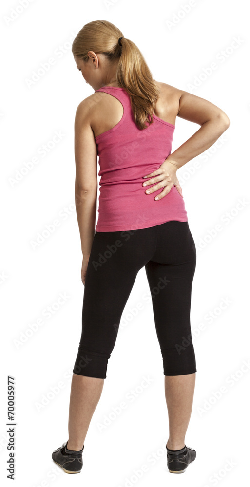 pain, back, fitness, female, woman, injury, isolated, person, gi pain, back, fitness, female, woman, injury, isolated, person, gi