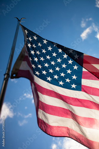 United States flag waving in the wind 