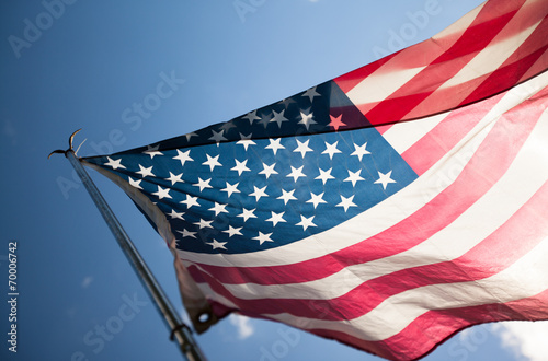 United States flag waving in the wind 