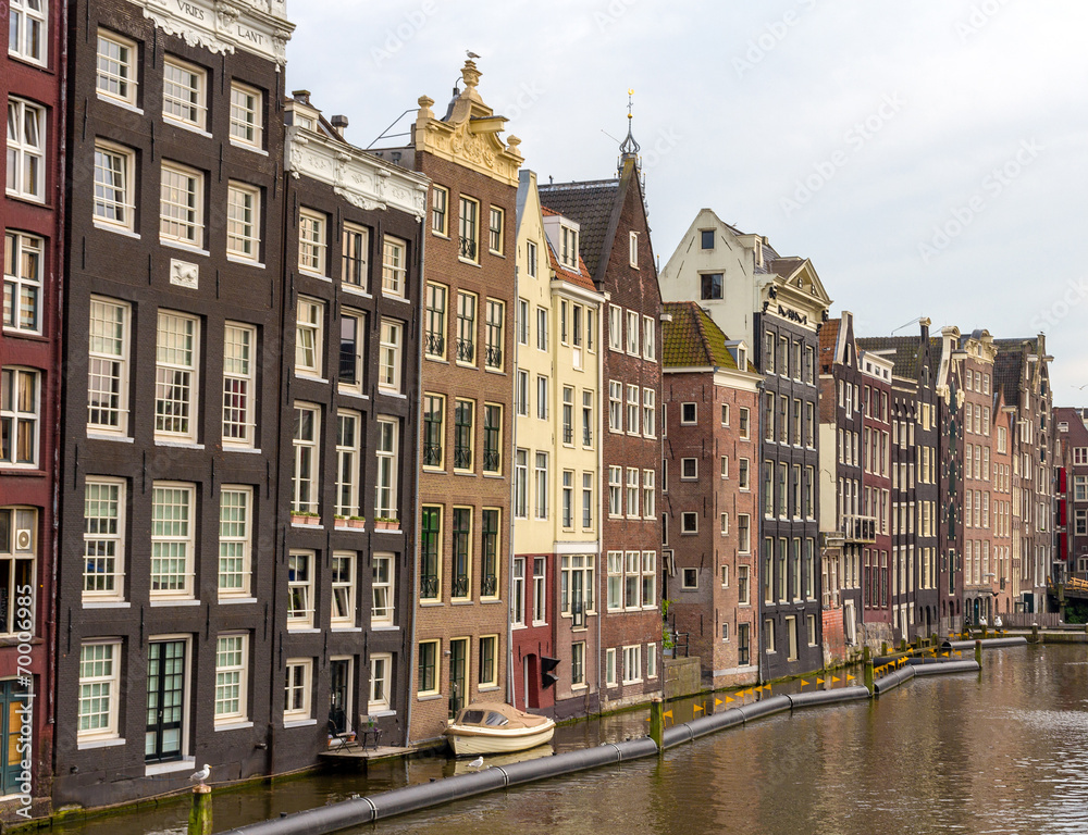 Houses in Damrak district of Amsterdam