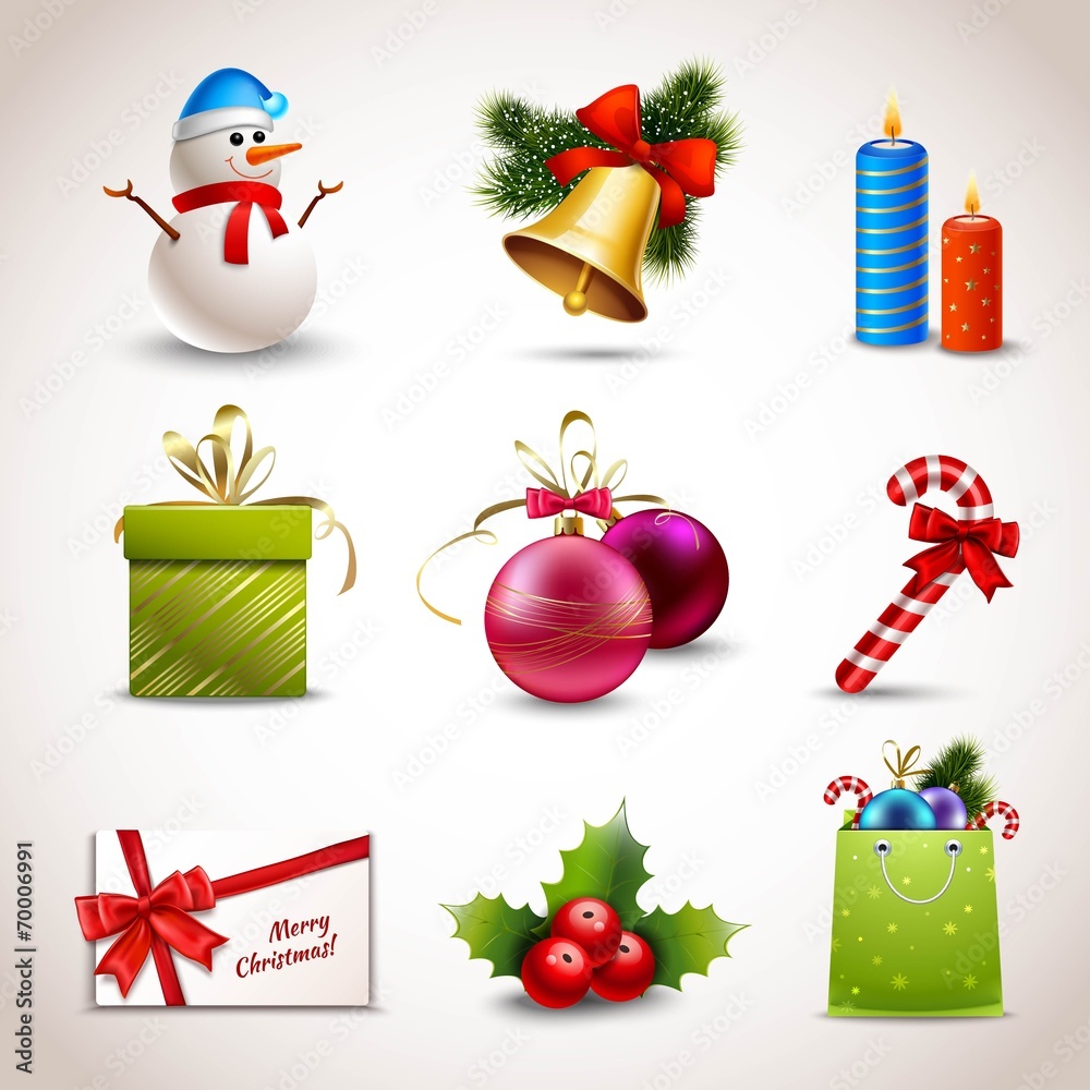 Christmas icons set - obrazy, fototapety, plakaty 