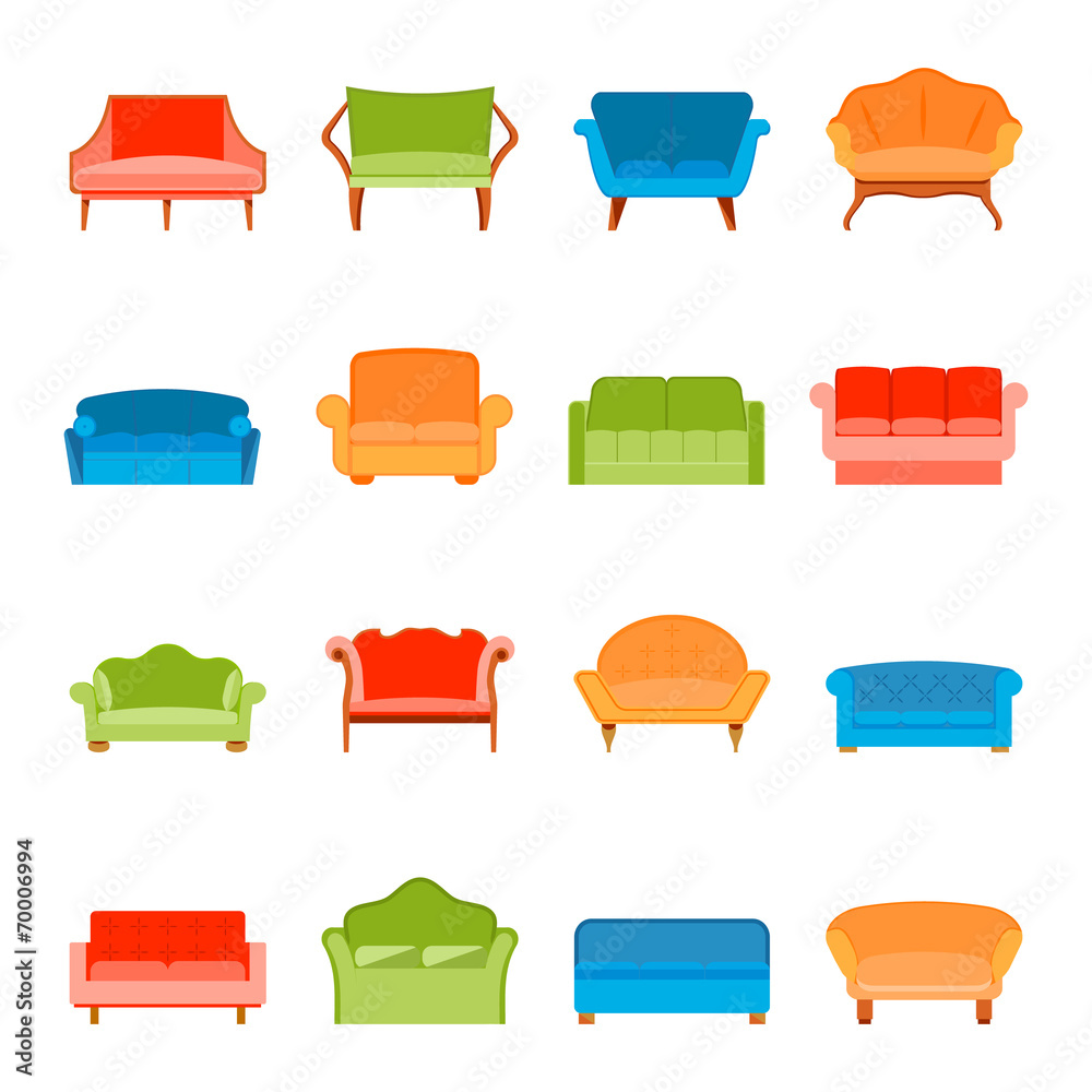 Sofa icon flat Sofa icon flat