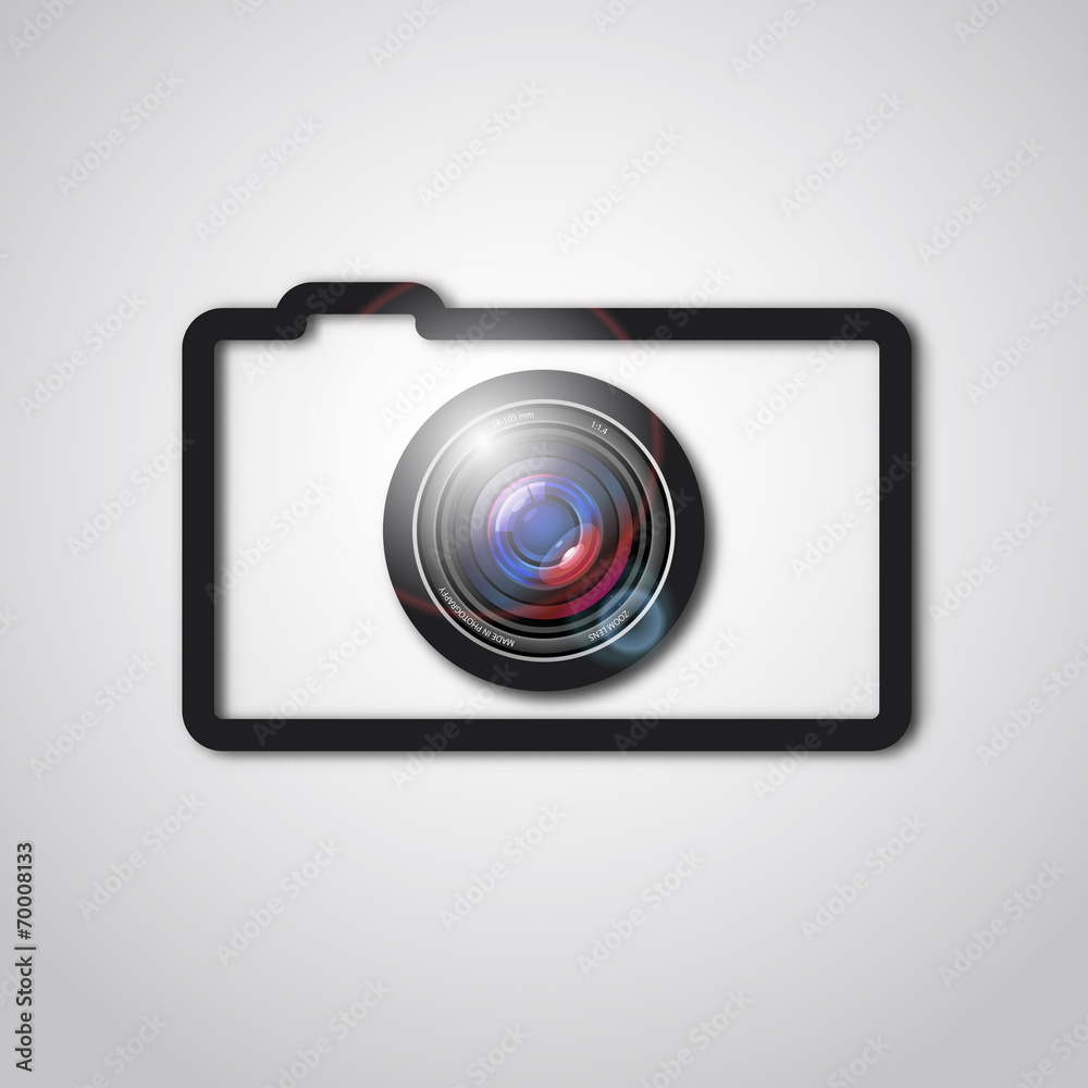 Photo camera lens and outline icon, vector Photo camera lens and outline icon, vector