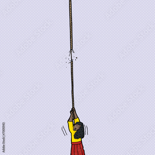Nervous Woman with Frayed Rope