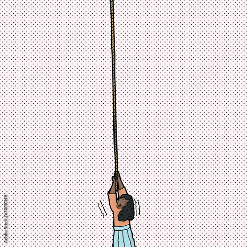 Helpless Woman Holding Rope