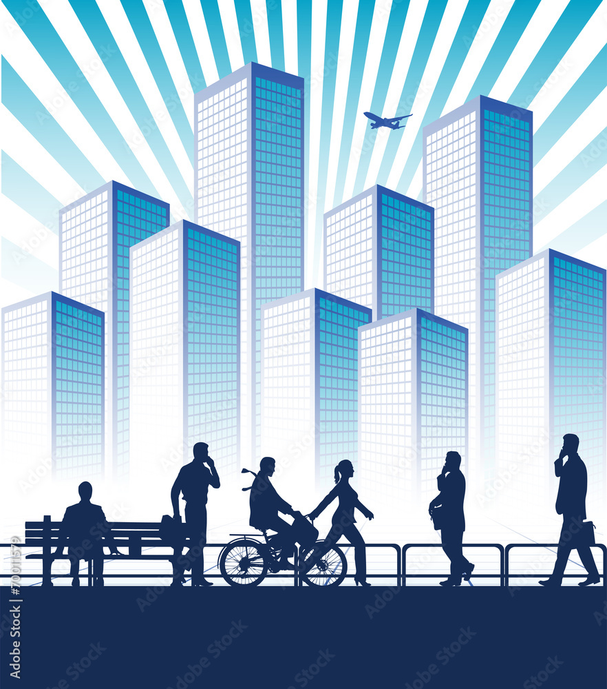 life in the megalopolis, people on the background city life in the megalopolis, people on the background city