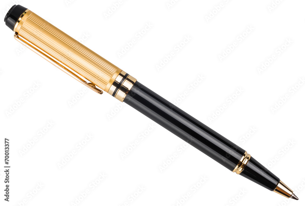 gold ballpoint isolated on white background gold ballpoint isolated on white background
