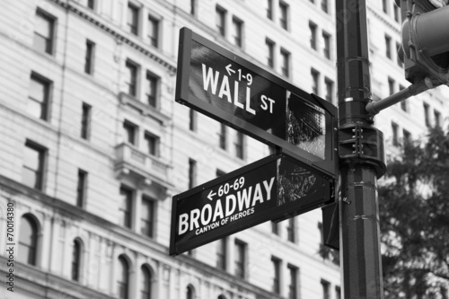 Wall Street and Broadway Street Signs © mikecleggphoto