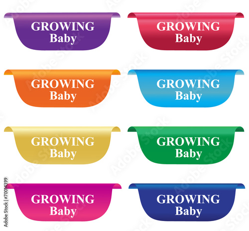 Growing baby, tag, label, badge, horizontal