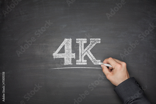4K concept on blackboard