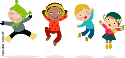 Winte kids jumping