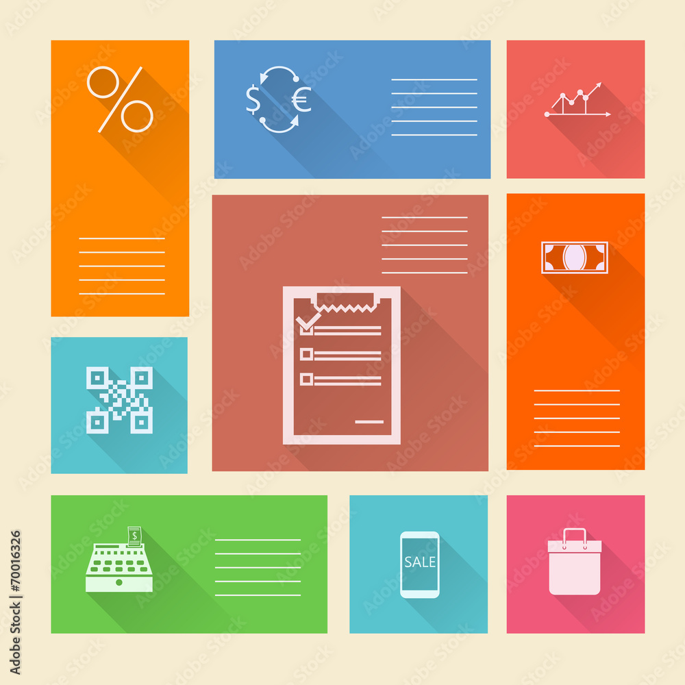 Fototapeta premium Flat square icons for web payment