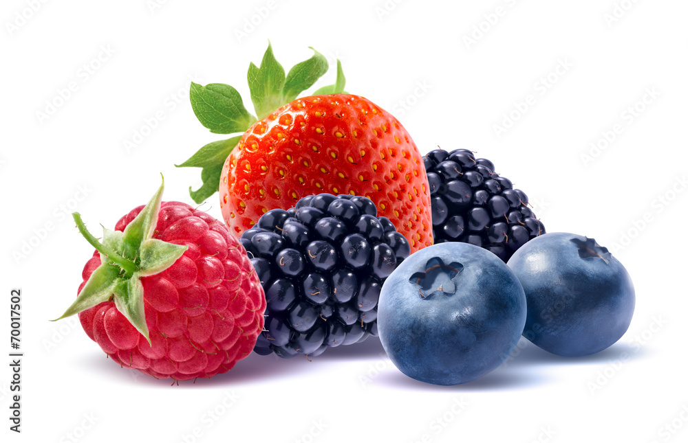 Wild berries group isolated on white background Wild berries group isolated on white background