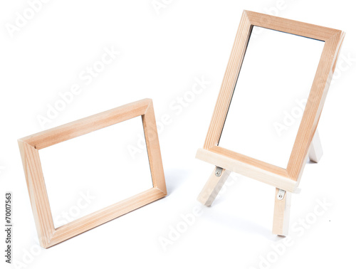 wooden photo frame isolate on white background