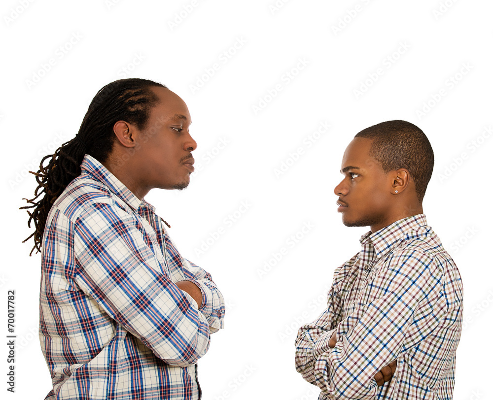 Men looking  at each other with hatred, contempt