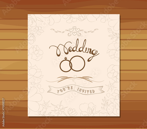 wedding invitation floral retro