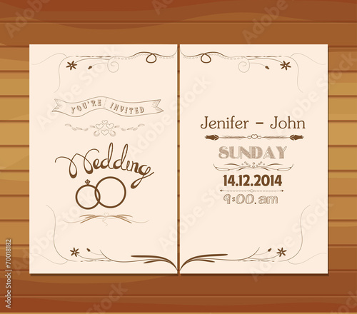 wedding invitation floral retro