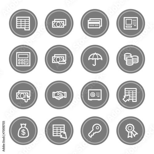 Finance and Banking web icons, grey circle buttons © Sergiy Timashov