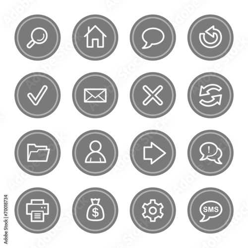 Web & internet icon set 1, grey circle buttons