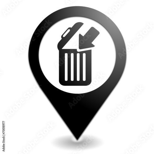 poubelle déchets sur symbole localisation noir