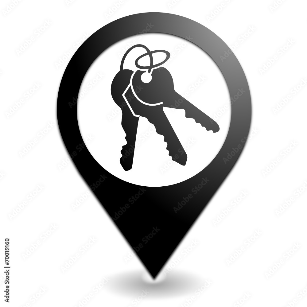 trousseau de clefs sur symbole localisation noir