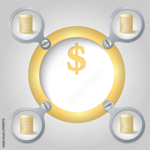 golden circular frame for text and dollar symbol