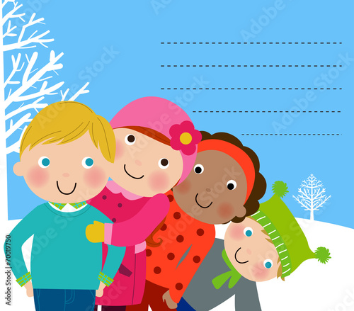 Group of winter kids