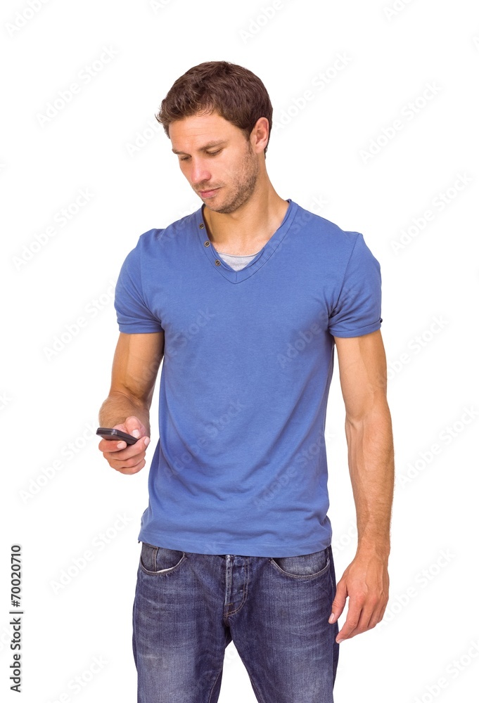 Man using his mobile phone Man using his mobile phone