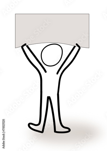 Strichmännchen mit Plakat in der Hand