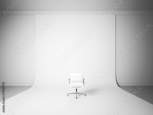 White chair on the white studio background