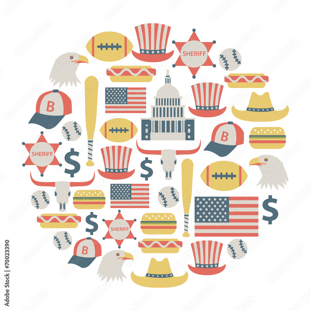 round design element with USA icons round design element with USA icons