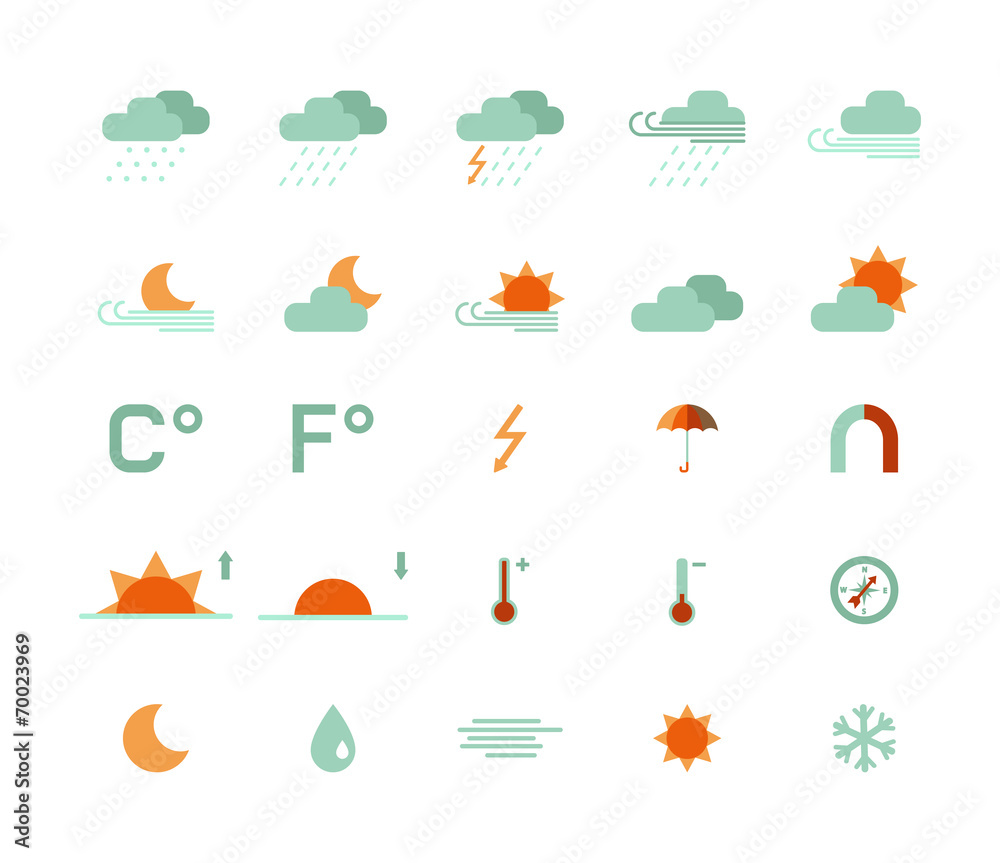 set of flat weather icons
