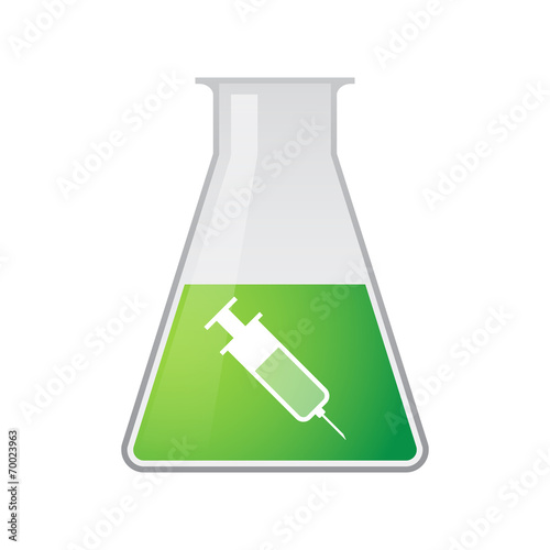 Chemical test tube with a syringe