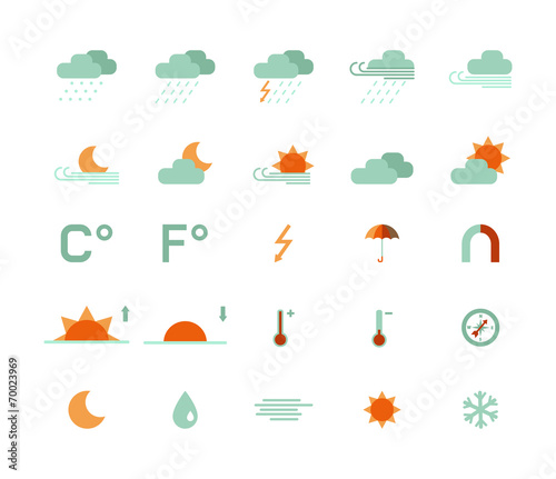 set of flat weather icons