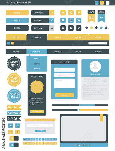 Flat design web ui element set