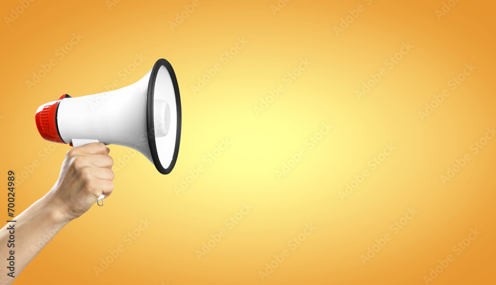 Megaphone / Orange Background foto de Stock | Adobe Stock