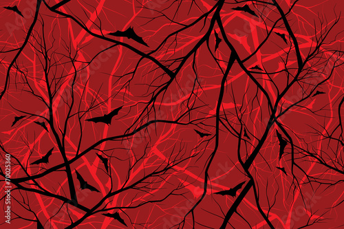 halloween red background grunge image of forest