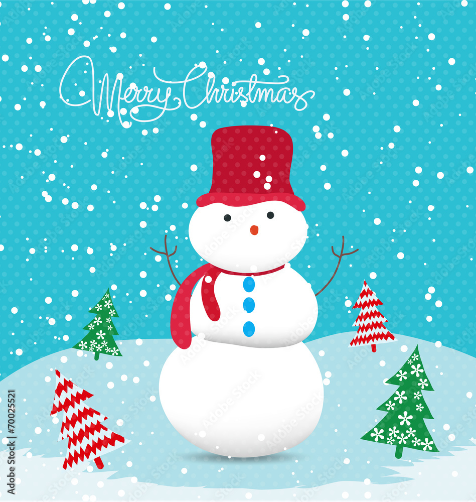 Merry christmas card with snowman so cute Merry christmas card with snowman so cute
