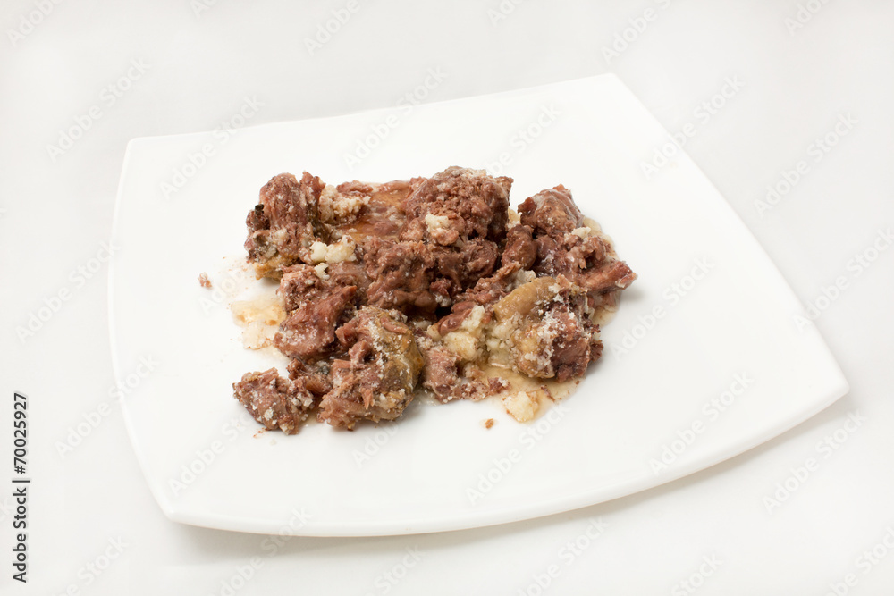 Stew in jelly on a white background Stew in jelly on a white background